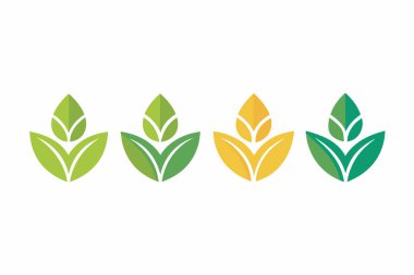 Four Gradient Leaf Logos on White Background clipart