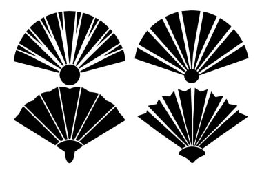 Vector Illustration of Black and White Traditional Fans clipart