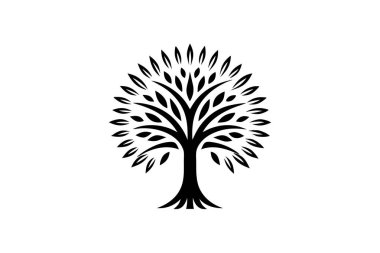 Elegant Black and White Tree Silhouette Design clipart