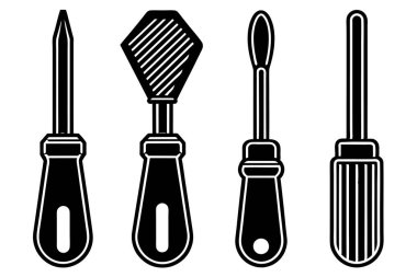 Tornavidaların Basit Siyah ve Beyaz Vektör Simgeleri ve bir Spatula