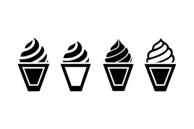 Simple Black and White Ice Cream Cone Icons clipart