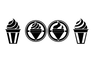 Simple Black and White Ice Cream Cone Icons clipart