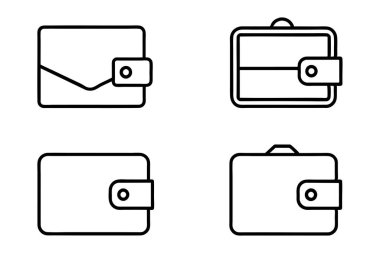 Simple Line Art Icons of Briefcase and Wallet clipart