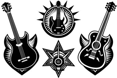 Set of Rock and Roll Musical Instrument Icons clipart