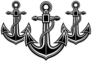 Two Classic Black and White Anchor Designs clipart