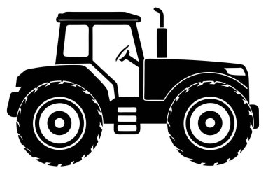 Simple Black and White Tractor Silhouette clipart