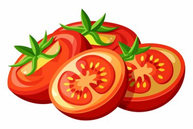 Taze otlarla dilimlenmiş domateslerin canlı bir tasviri