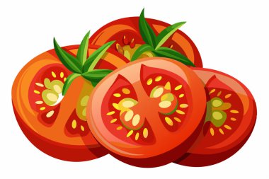 Taze otlarla dilimlenmiş domateslerin canlı bir tasviri