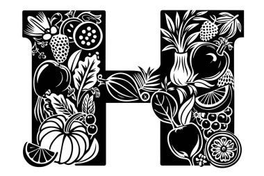 Sonbahar Botanikleriyle Dekoratif Monogram H Harfi