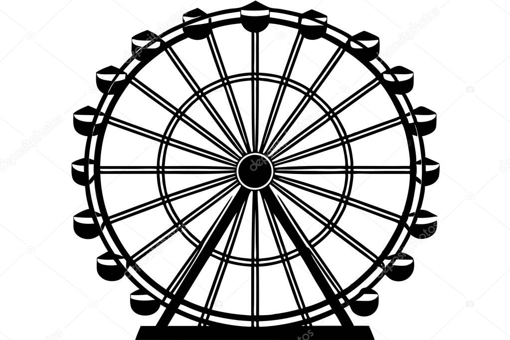 Simple Black and White Ferris Wheel Illustration