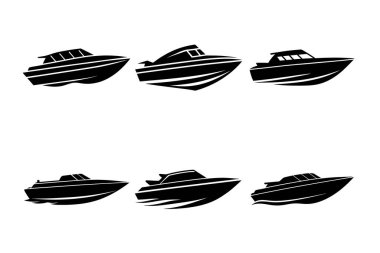 Vector Set of Black Silhouettes of Various Ships clipart