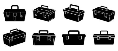 Set of Black Silhouette Toolboxes clipart