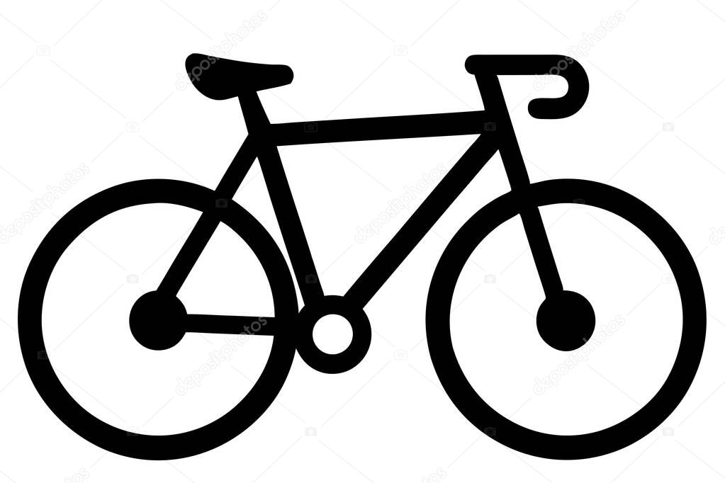 Simple black and white bicycle graphic for design.