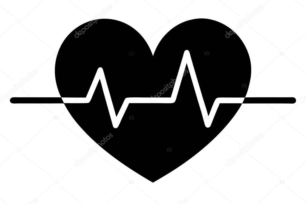 Simple Black Line Art of a Heartbeat Icon
