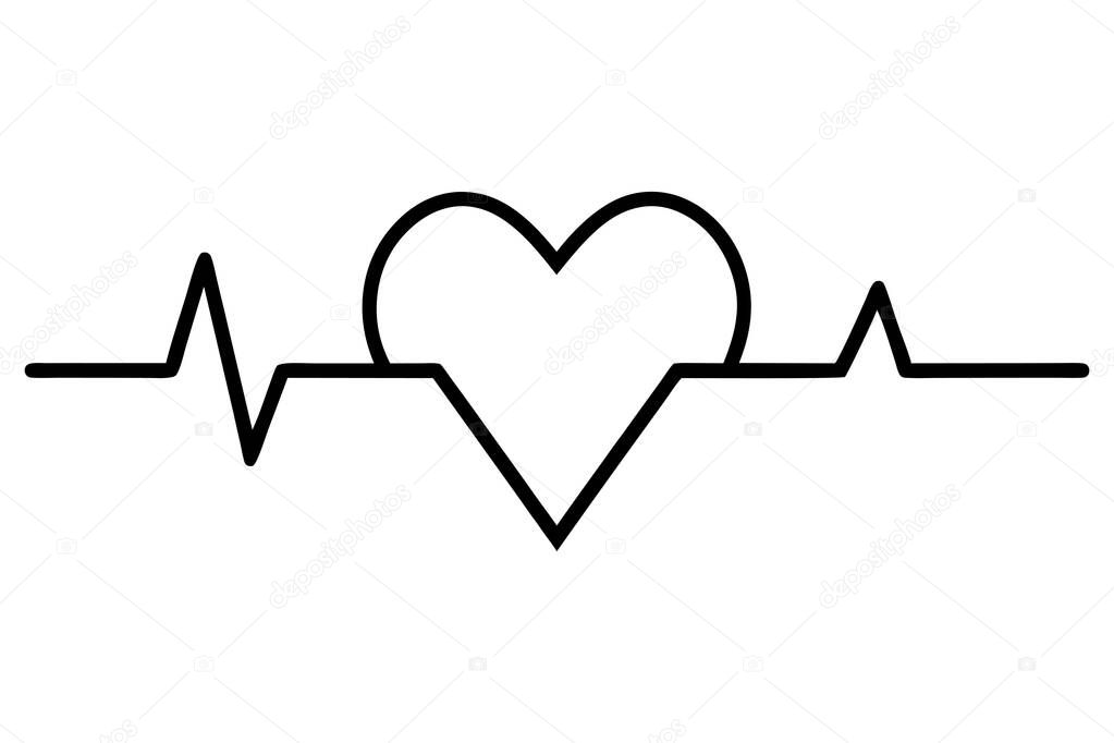 Simple Black Line Art of a Heartbeat Icon