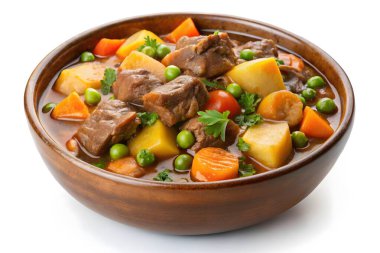 Tahta kasede nefis sığır güveci, rahat bir yemek için mükemmel.