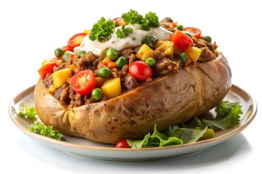Nefis doldurulmuş fırınlanmış patatesle dolgulu