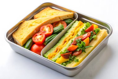 Paslanmaz Çelik Bento Kutusunda Sağlıklı Öğle Yemeği