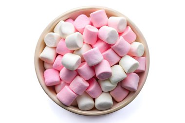 Tatlı Pembe ve Beyaz Şekerlemeler Bir kasede