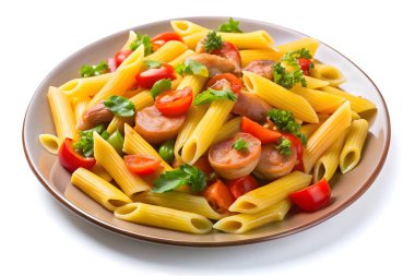 Sosisli ve sebzeli lezzetli Penne Makarnası