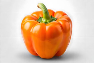Canlı Orange Bell Pepper, Beyaz Arkaplanda İzole Edilmiş