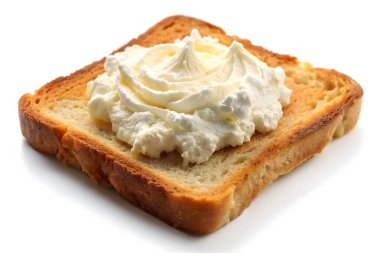 Krem şantili peynirli tost ekmeği yakın plan..
