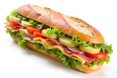 Jambonlu, salatalıklı ve marullu lezzetli sandviç.