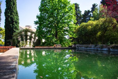 Neoklasik tarihi bahçe Parc del Laberint d 'Horta, Barselona, İspanya, Sürdürülebilirlik, çevreyi koruma, biyolojik çeşitliliği koruma