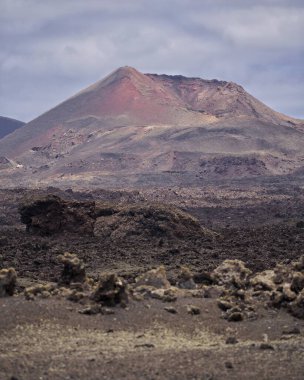 Lanzarote 'daki volkanik manzara, kanarya adaları. İspanya.