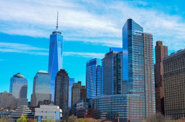 Manhattan Skyline ve New York 'taki Brooklyn Park.