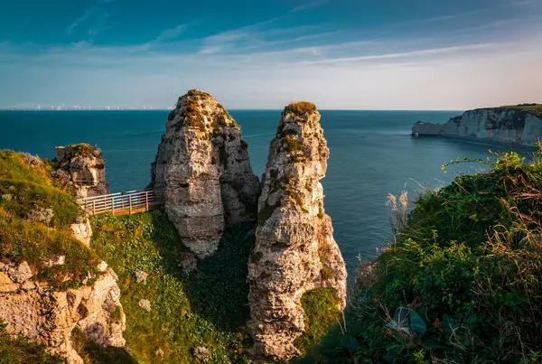 Etretat 'taki deniz kıyısındaki beyaz kayalıklar
