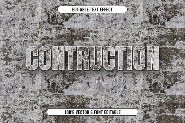Concrete Text Effect Design Editable Construction Text — Stock Vector