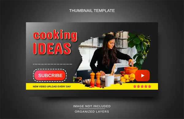 Youtube Thumbnail Voor Koken Tutorials — Stockvector