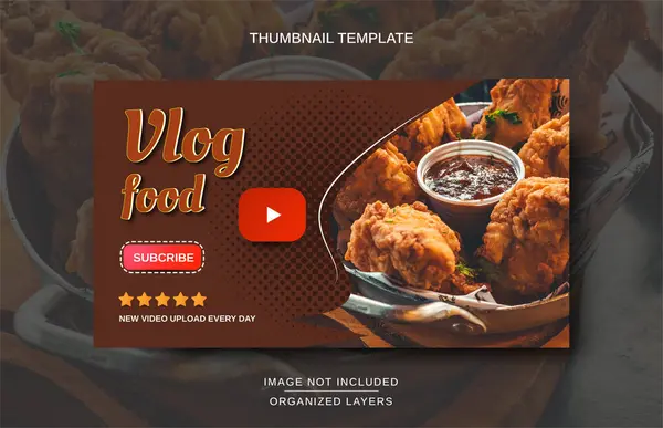stock vector Youtube thumbnail for Vlog Food