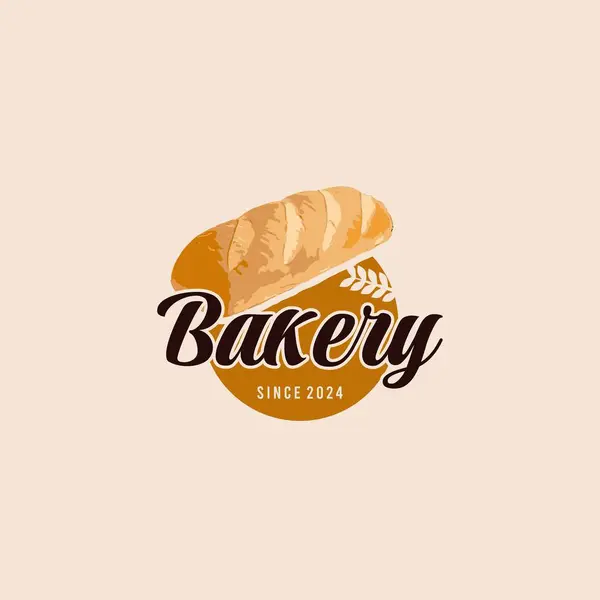 Bäckerei Logo Design Weizenbrotproduktion Und Shop Vektorillustration — Stockvektor