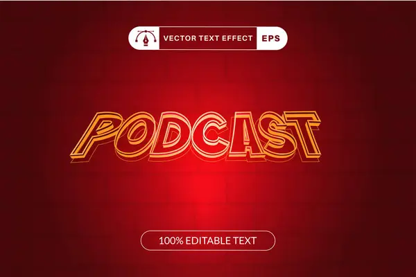 Editable Podcast Text Effect Font Style — Stock Vector
