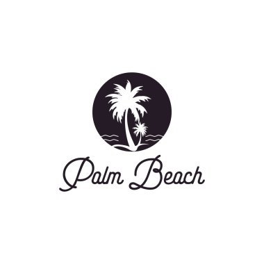 Palm Tree Beach for Logo Travel vacation Hotel Lodging and Restaurant
