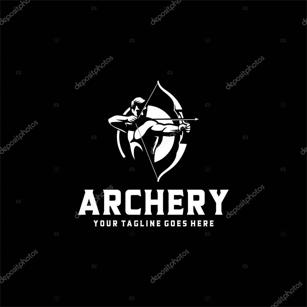 Archer Logo Design Silhouette, Bow and Arrow Sport