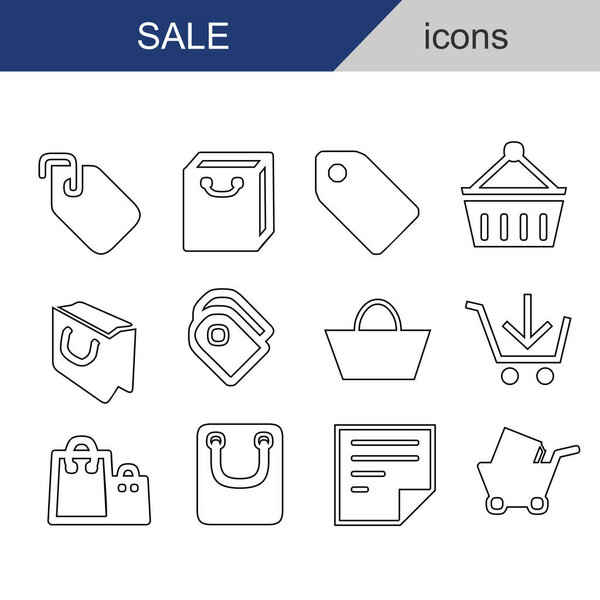 Basket icon vector set. Collection of basket, purchase, shop sale illustration signs. Store package symbol. Shopping logo
