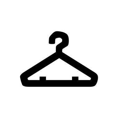 Moda mağazası ana hat sembolü, düz gömlek kumaş askısı vektör simgesi beyaz arkaplanda izole