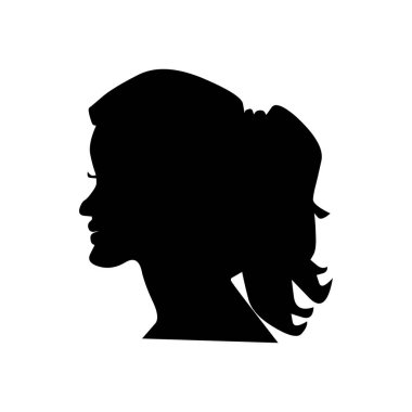 Güzel bir kadının saç stilinin vektör sembolü.