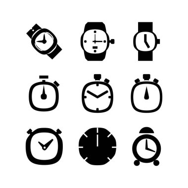 Zaman çizelgesi ve saat simgesi ayarlandı. Saat, akıllı saat, hızlı dağıtım, duvar saati, alarm.