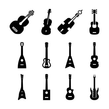 Vektörlü bir telli alet. Bir dizi müzik enstrümanı.