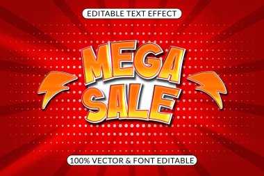 mega satış metin efekti modern düzenlenebilir metin