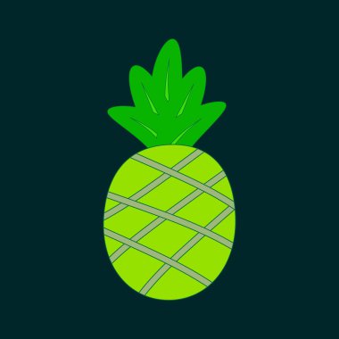 Ananas. Meyve vektörü düz şekli.
