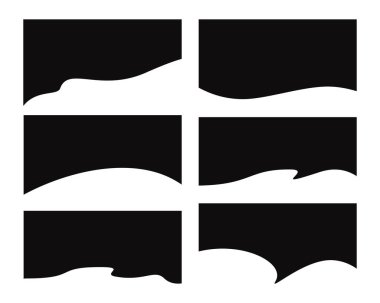 Ayırıcılar, web siteleri ve mobil uygulamalar için şekiller. Üst ya da alt sayfa için eğriler, çizgiler, damlalar, dalgalar, daireler ve üçgen ayırıcılar. Başlık çerçevesi. Grunge şekilleri, köşeler