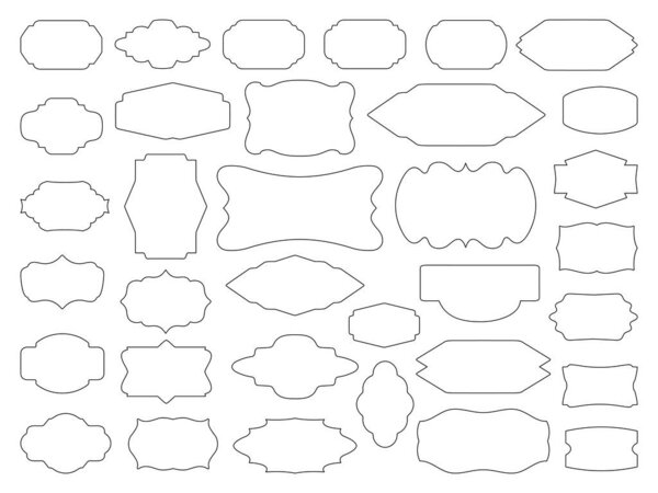 Set of frames: white, black, white outline, black outline. Background, border, design, picture, element, frame, geometric, graphic, icon, illustration, isolated, label