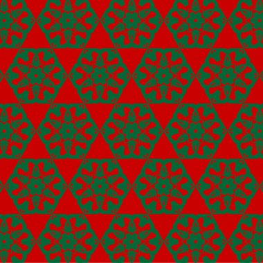 Yeşil altıgen deseni. Geometrik çiçekler. Basit bir sebep. Arka plan, kusursuz desen, ambalaj kağıdı, kıyafet izleri, kumaş desenleri, eşarp, duvar kağıdı, vs.