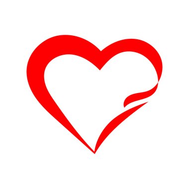 Kocaman bir kalp. Kurdele şeklinde kırmızı bir kalp var. Bir aşk kartı. Vektör. Görüntü