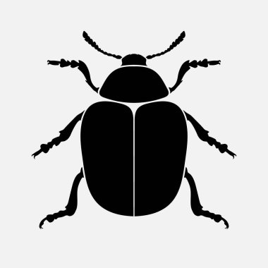 Colorado patates böceği ikonu. Clipart için Colorado patates böceği vektör ikonunun basit bir gösterimi. Colorado patates böceği, patates böceği, patates böceği, böcek. Siyah dolgu. Logo, siluet